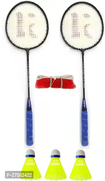 Single Shaft Badminton Set Of 2 With 3 Pc Nylon Shuttlecock Badminton Net