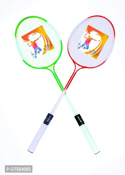 Double Shaft Multicolor Set Of 2 Piece Badminton Racket With 6 Piece Plastic Shuttle Badminton Kit-thumb2