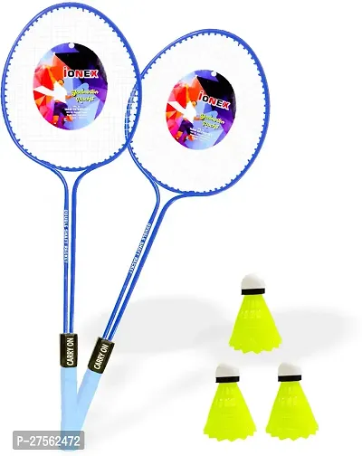 Double Shaft 2 Piece Badminton With 3 Piece Plastic Shuttle Cock