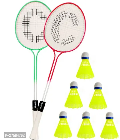 Dual Saft Badminton Racket 2 Piece With 6 Piece Shuttle-thumb0