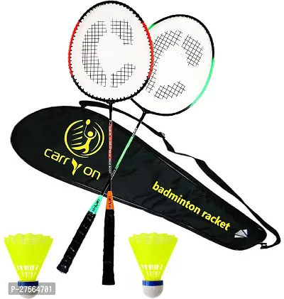 Aluminum Racket 2 Piece With 2 Piece Shuttles Cock With 1 Bag-thumb0