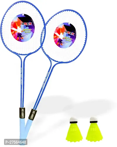 Double Shaft 2 Piece Badminton With 2 Piece Plastic Shuttle Cock-thumb0