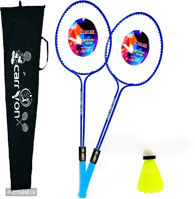 Double Shaft Badminton 2pc With 1 Pc Nylon Shuttlecock 1 Bag-thumb0