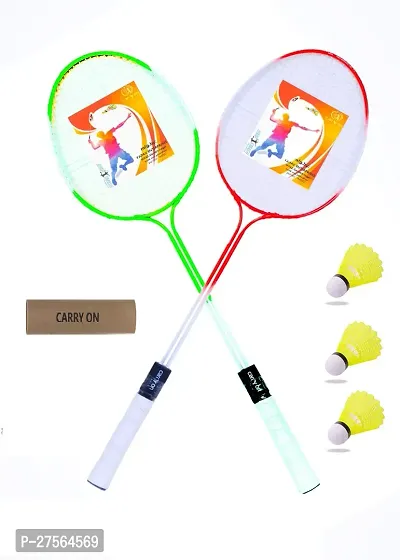 Dual Saft Badminton Racket 2 Piece With 3 Piece Shuttle Cock Box-thumb0