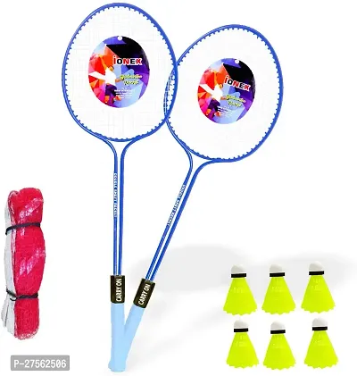Double Shaft 2 Piece Badminton Racket 6 Shuttles With 1 Net-thumb0