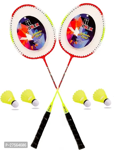 Aluminium Badminton Racket 2 Piece With 4 Piece Plastic Shuttle-thumb0