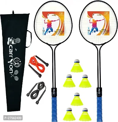 2 Piece Badminton Rackets 6 Shuttle 1 Bag With 2 Skipping Rope