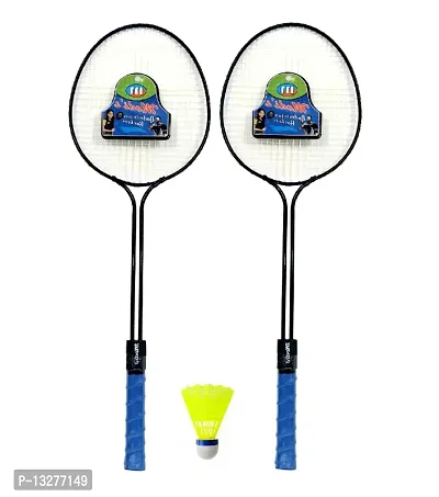 Double Shaft Badminton Racket 2 Piece With 1 Piece Plastic Shuttle Badminton Kit-thumb0