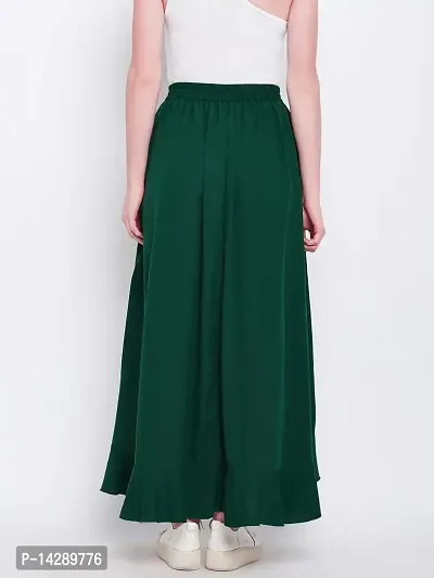 PaheliRani Women' Ruffle Maxi Palazzo with Ateched Skirt (Dark Green)-thumb5