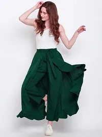 PaheliRani Women' Ruffle Maxi Palazzo with Ateched Skirt (Dark Green)-thumb1