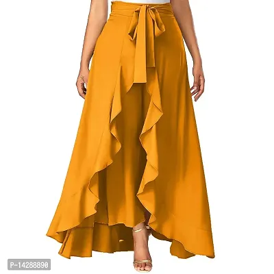 PaheliRani Women's Maxi Overlay Pant Skirt (Yellow)