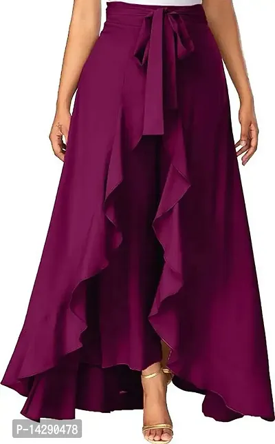 PaheliRani Women's Maxi Overlay Pant Skirt (Purple)-thumb0