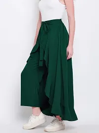 PaheliRani Women' Ruffle Maxi Palazzo with Ateched Skirt (Dark Green)-thumb2