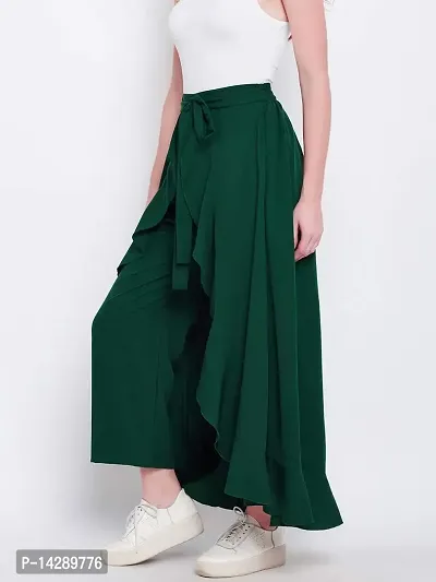 PaheliRani Women' Ruffle Maxi Palazzo with Ateched Skirt (Dark Green)-thumb3