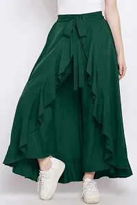 PaheliRani Women' Ruffle Maxi Palazzo with Ateched Skirt (Dark Green)-thumb3