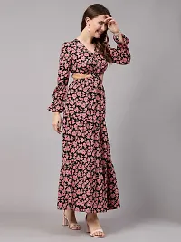 Stylist Crepe Printed Dress For Women-thumb1