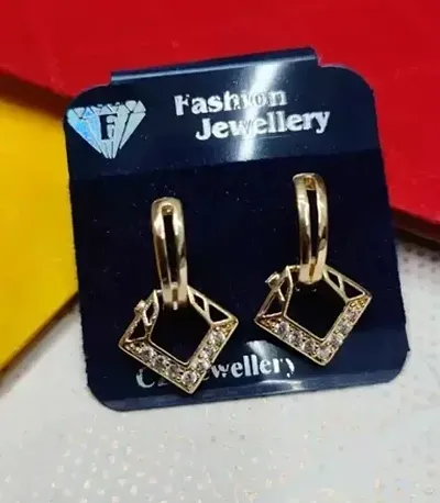 Fancy Golden Alloy Diamond Stud Earrings