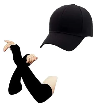 Unique Combo Pack of 2 Fancy Simple Men and Women Caps and Let's Slim Full Sleeves for Running,Gym,Cricket,Baseball caps Hats (Black)