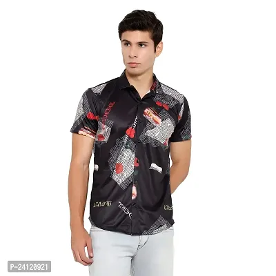 SL FASHION Funky Printed Shirt for Men Half Sleeves (X-Large, Black Paper)