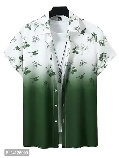 Uiriuy Shirt for Men || Casual Shirt for Men || Men Printed Shirt (X-Large, Light Green Flower)-thumb5
