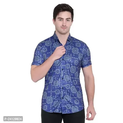 SL FASHION Funky Printed Shirt for Men Half Sleeves (X-Large, Blue Shirt)