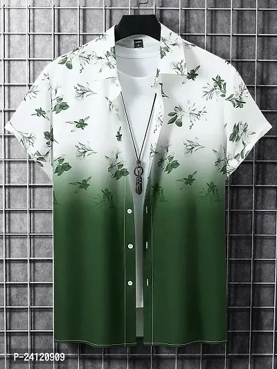 Uiriuy Shirt for Men || Casual Shirt for Men || Men Printed Shirt (X-Large, Light Green Flower)-thumb2