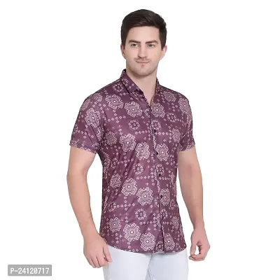 RK HUB Men's Lycra Digital Print Casual New Shirt (X-Large, PURPUL Shirt)-thumb4