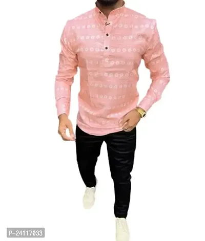 RK HUB Men's Digital Ptinted Half Sleeve Rayon Kurtas (X-Large, orng Printed Kurtas)-thumb0