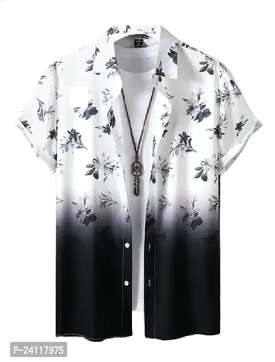 Uiriuy Cotton Solid Half Sleeve Shirt for Men (X-Large, Black Flower)
