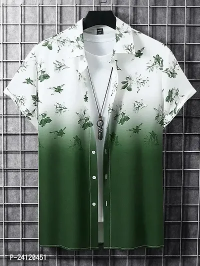 Uiriuy Funky Printed Shirt for Men (X-Large, Light Green Flower)-thumb2