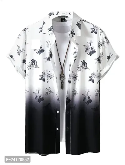 Hmkm Men Printed Casual Shirts (X-Large, Black Flower)