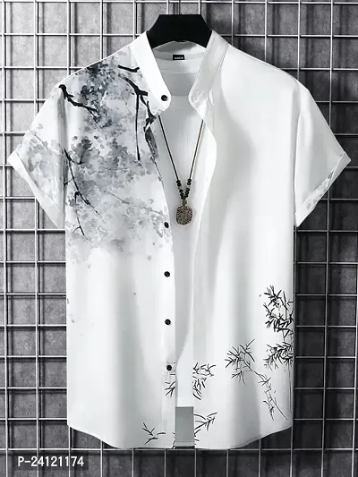 Uiriuy Men's Lycra Digital Print Casual Shirt (X-Large, New White Tree)-thumb2