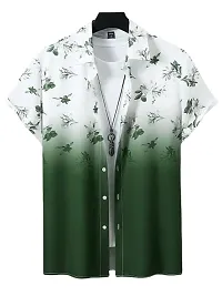 Uiriuy Men's Lycra Digital Print Casual New Shirt Casual Shirts (X-Large, Light Green Flower)-thumb4