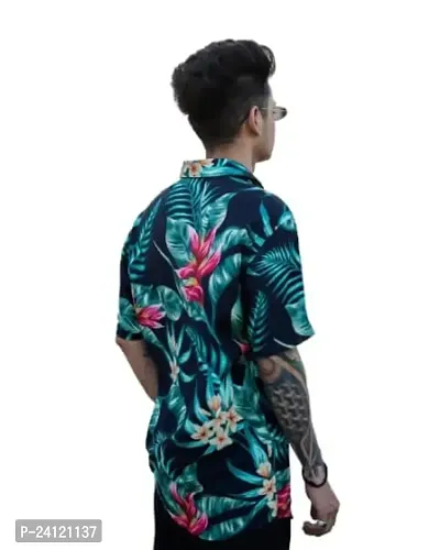 RK HUB Men's Digital Print Rayon Casual Shirt (X-Large, Green Flower VIII)-thumb0