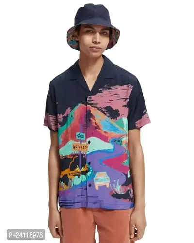 RK HUB Men's Digital Print Rayon Casual Shirt (X-Large, Rohit)