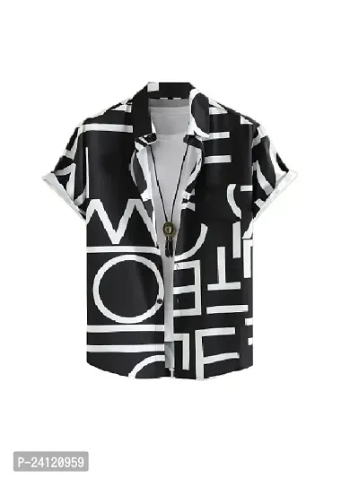 Uiriuy Men's Lycra Digital Print Casual Shirt (X-Large, Black ABCD)