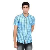 RK HUB Men's Lycra Striped Half Sleeve Casual Spread Collared Shirt (Royal Blue) (XL, 1)-thumb2