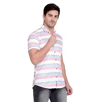 RK HUB Men's Lycra Digital Print Casual New Shirt. (X-Large, Pink LINE)-thumb4