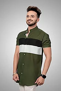 Uiriuy Men's Lycra Digital Print Casual Daily Wear Shirt (X-Large, Green PATTO)-thumb4