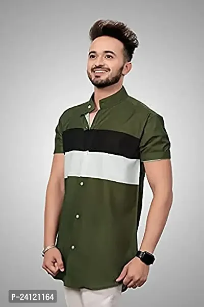 Uiriuy Men's Lycra Digital Print Casual Daily Wear Shirt (X-Large, Green PATTO)-thumb5