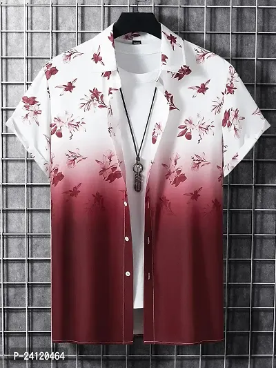 Uiriuy Men's Lycra Digital Print Casual Shirt (X-Large, Maroon Flower)-thumb2