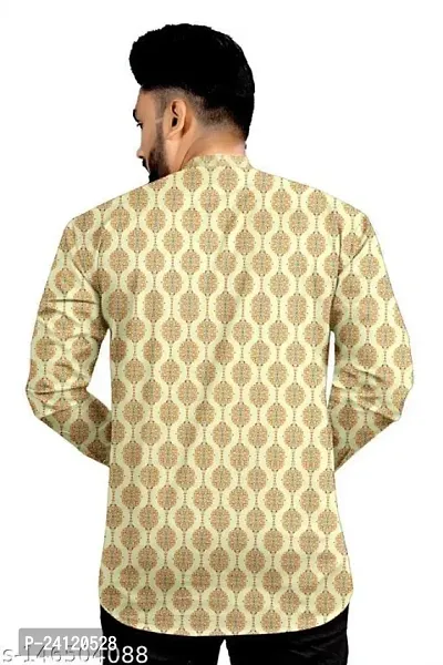 RK HUB Men's Casual Short Kurta for Men Long Sleeve (X-Large, Cream KURTO)-thumb4