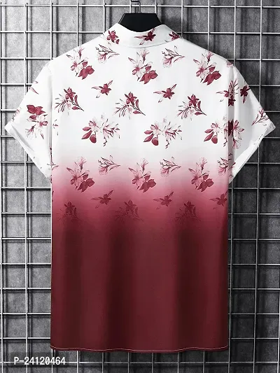 Uiriuy Men's Lycra Digital Print Casual Shirt (X-Large, Maroon Flower)-thumb3