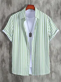 SL FASHION Funky Printed Shirt for Men Half Sleeves (X-Large, Green LINE)-thumb3