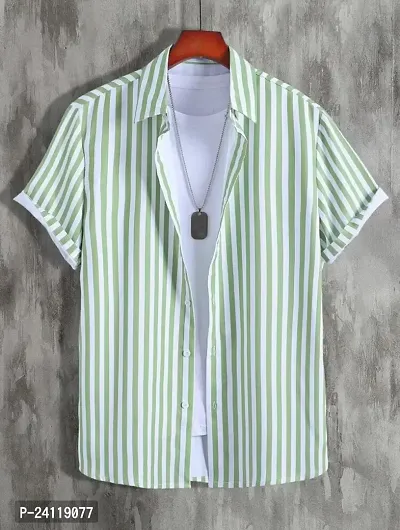 SL FASHION Funky Printed Shirt for Men Half Sleeves (X-Large, Green LINE)-thumb4