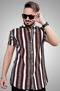 SL FASHION Funky Printed Shirt for Men Half Sleeves (X-Large, Coffe)-thumb1