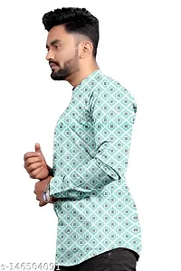 RK HUB Men's Digital Ptinted Half Sleeve Rayon Kurtas (X-Large, BIUE)-thumb1