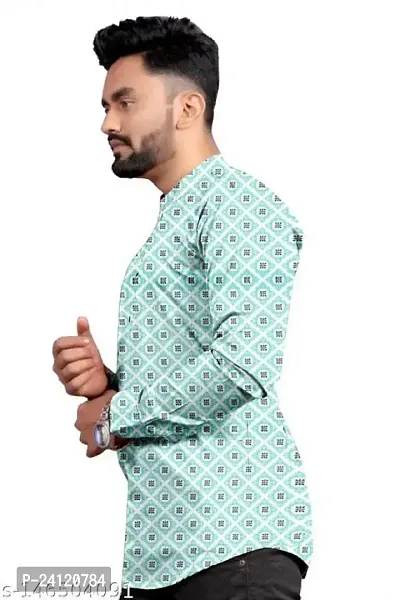 RK HUB Men's Digital Ptinted Half Sleeve Rayon Kurtas (X-Large, BIUE)-thumb2