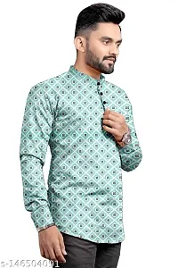 RK HUB Men's Digital Ptinted Half Sleeve Rayon Kurtas (X-Large, BIUE)-thumb2