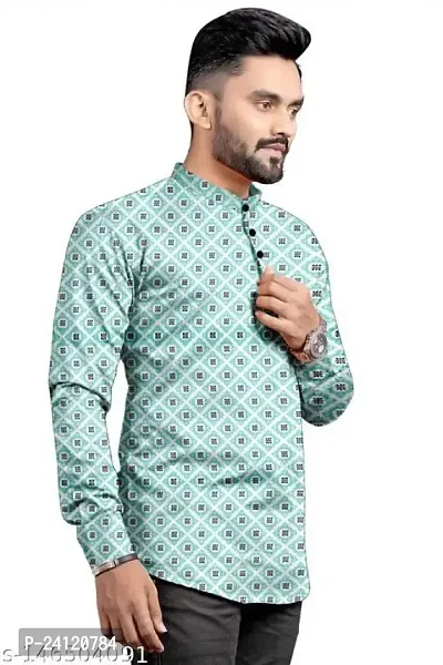 RK HUB Men's Digital Ptinted Half Sleeve Rayon Kurtas (X-Large, BIUE)-thumb3